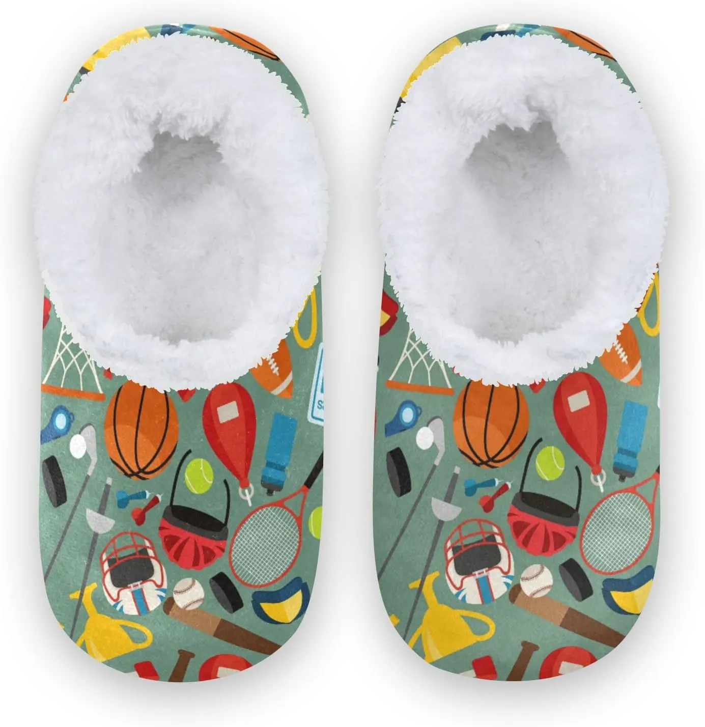 Table Tennis Rugby Baseball Kids House Slippers Basketball Ice Hockey Boys Closed Back Fuzzy Feet Slippers Girls Coral Fleece Slipper Socks No Skid Warm Cozy Home Slippers For Indoor Outdoor Winter