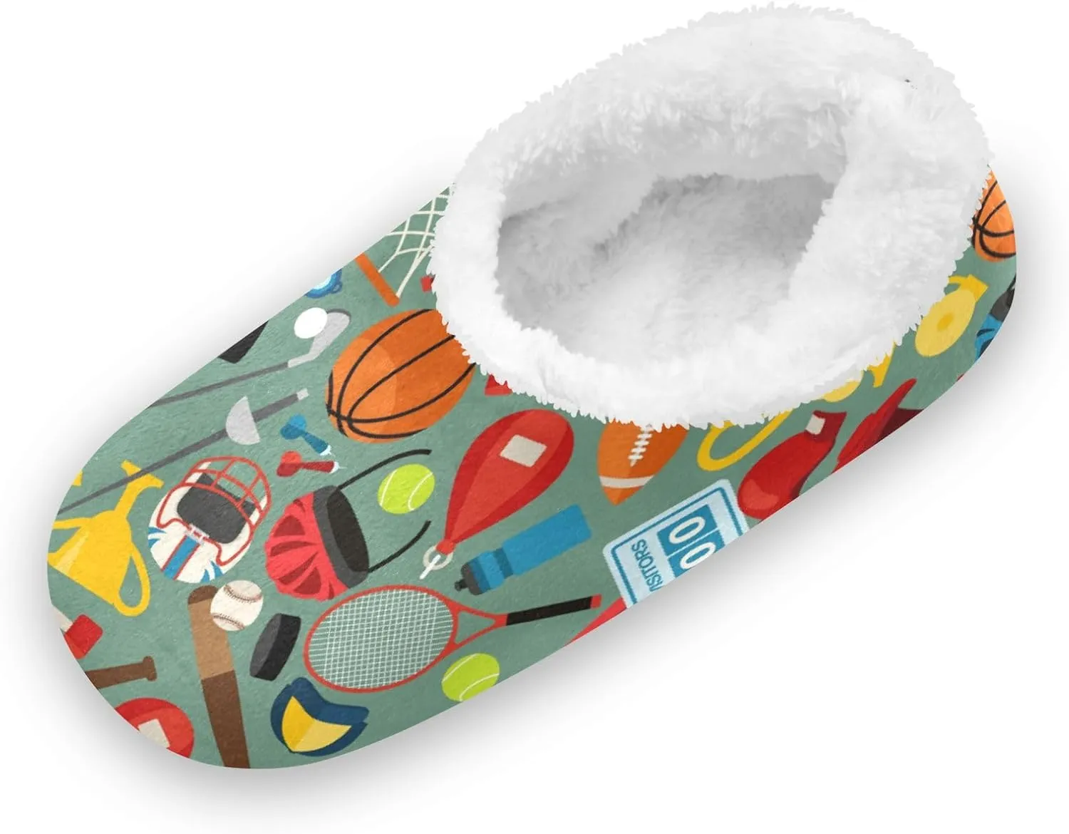 Table Tennis Rugby Baseball Kids House Slippers Basketball Ice Hockey Boys Closed Back Fuzzy Feet Slippers Girls Coral Fleece Slipper Socks No Skid Warm Cozy Home Slippers For Indoor Outdoor Winter