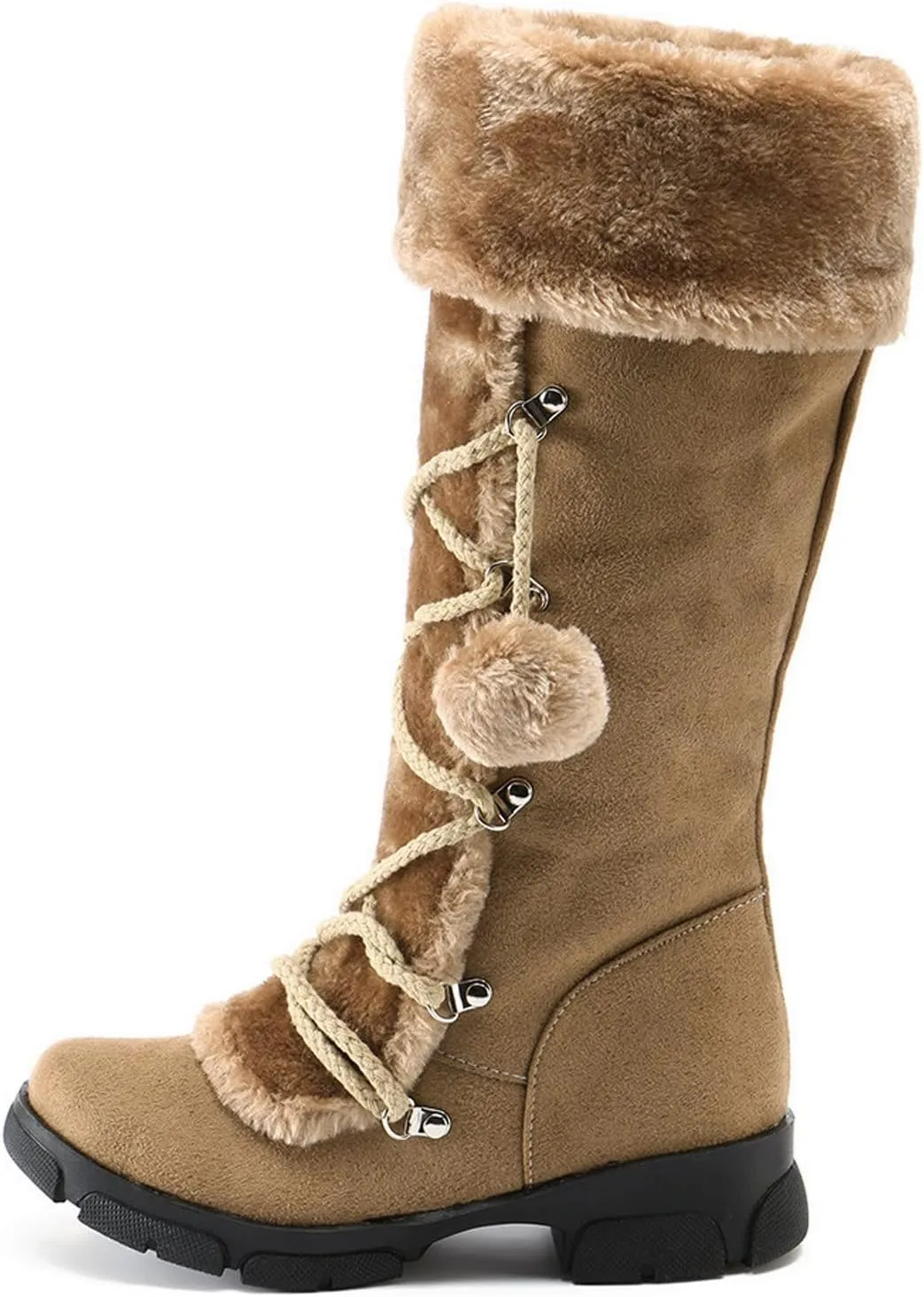 Teens Snow Boots Waterproof Insulated Fur Boots Waterproof Warm Boots Outdoor Furry Fluffy Short Snow Boot Work Boots for Men