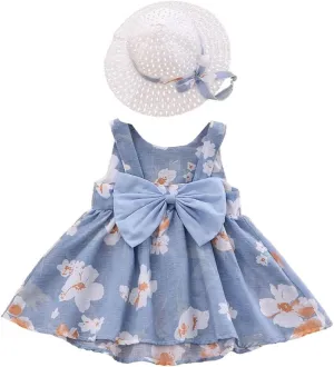 Toddler Girls Sleeveless Backless Tutu Dress with Sun Hat Baby Summer Outfits Sundress Princess Birthday Party Dress