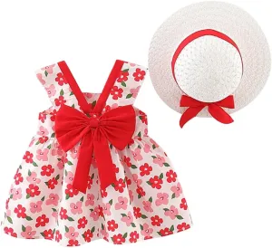 Toddler Girls Sleeveless Backless Tutu Dress with Sun Hat Baby Summer Outfits Sundress Princess Birthday Party Dress