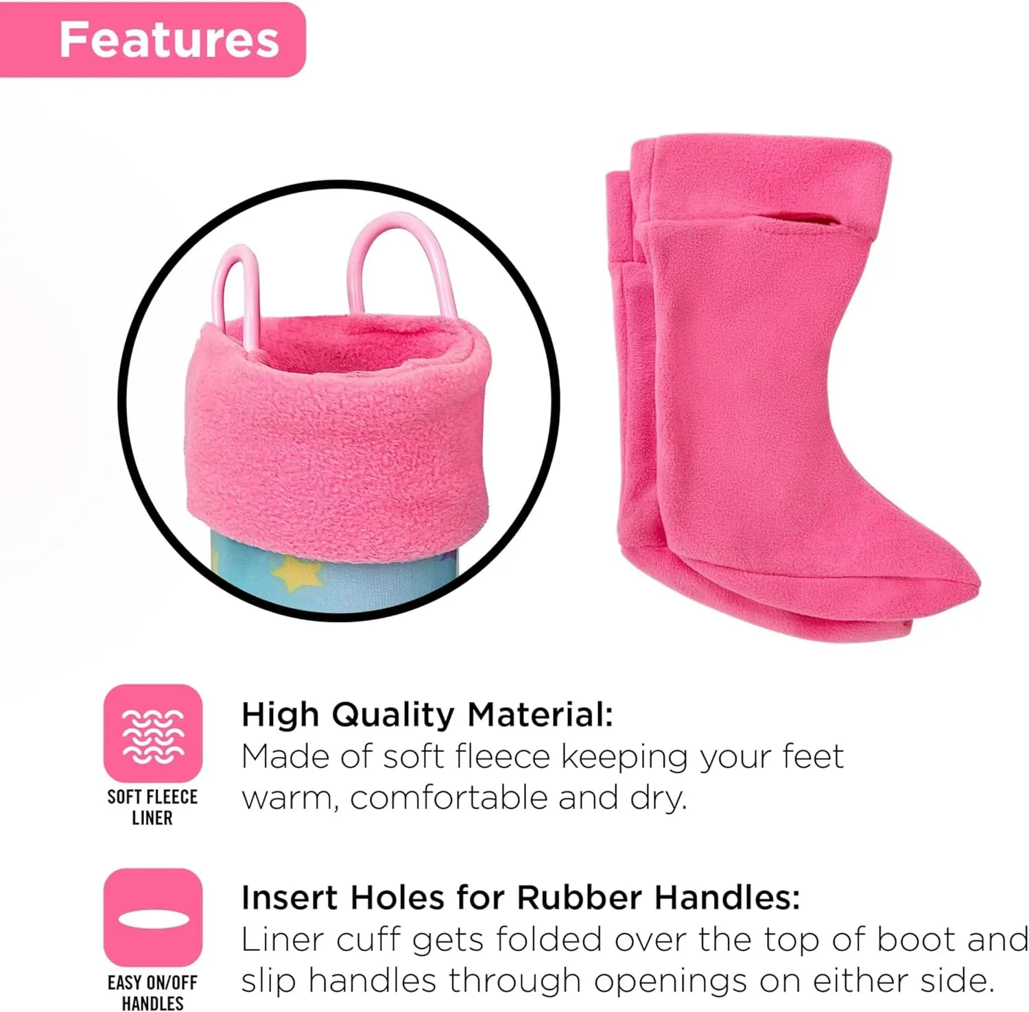 Toddler Rain Boots, Kids Rain Boots Waterproof Rubber Boots for Girls and Boys with Sock, Fun Patterns, Easy-On Handles 8-12