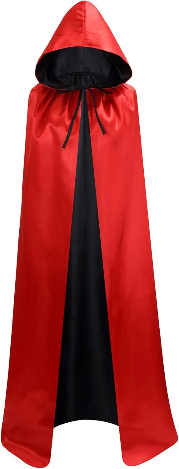 Unisex Reversible Hooded Cloak Cape For Christmas Halloween Party Vampires Cosplay Costumes