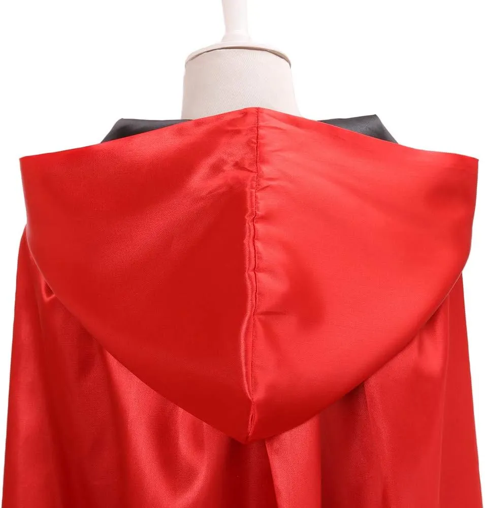 Unisex Reversible Hooded Cloak Cape For Christmas Halloween Party Vampires Cosplay Costumes