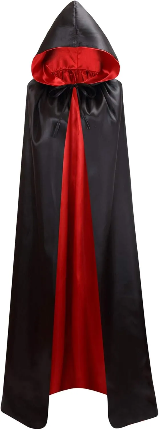 Unisex Reversible Hooded Cloak Cape For Christmas Halloween Party Vampires Cosplay Costumes