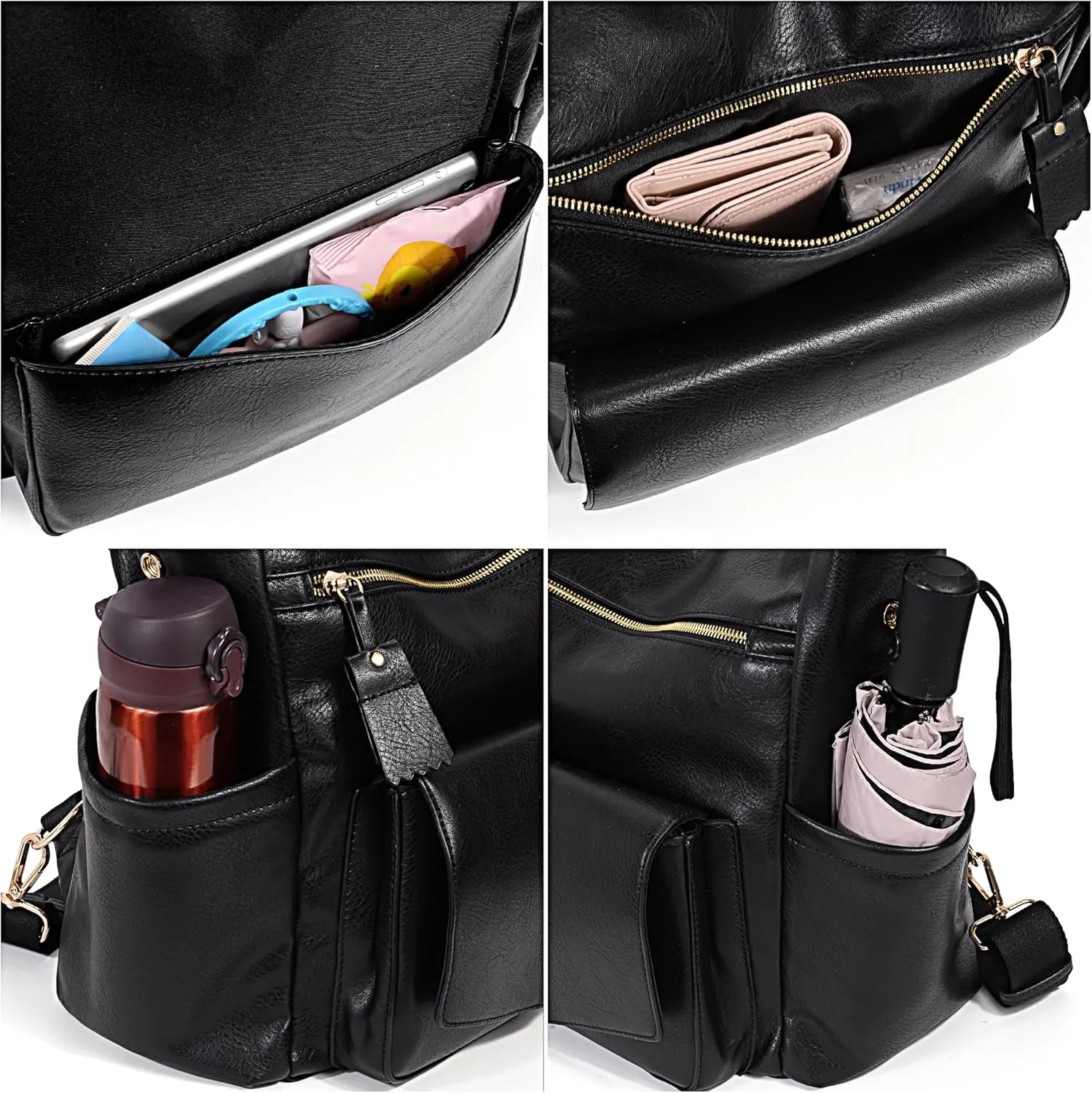 Uromee Backpack for Women Vegan Leather Convertible Shoulder Purse Fashion Diaper Bag Travel