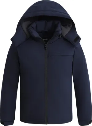 wantdo Boys Winter Coat Waterproof windbreaker Snow Ski Jacket Warm Thick Rain Jacket Kids Coats with Removable Hood