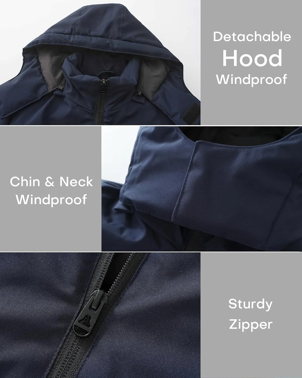 wantdo Boys Winter Coat Waterproof windbreaker Snow Ski Jacket Warm Thick Rain Jacket Kids Coats with Removable Hood