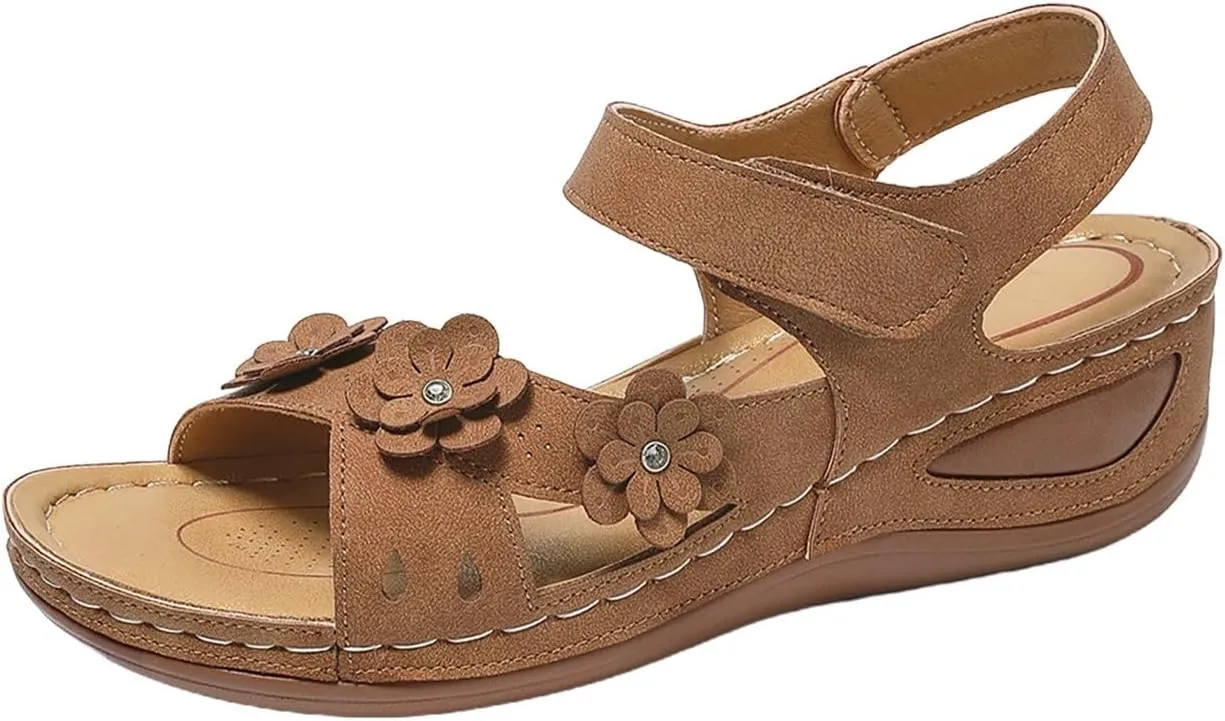 Wedge Sandals for Women Comfortable Summer Platform Orthopedic Sandals With Arch Support Wide Width Open Toe Slip On Dress Shoes