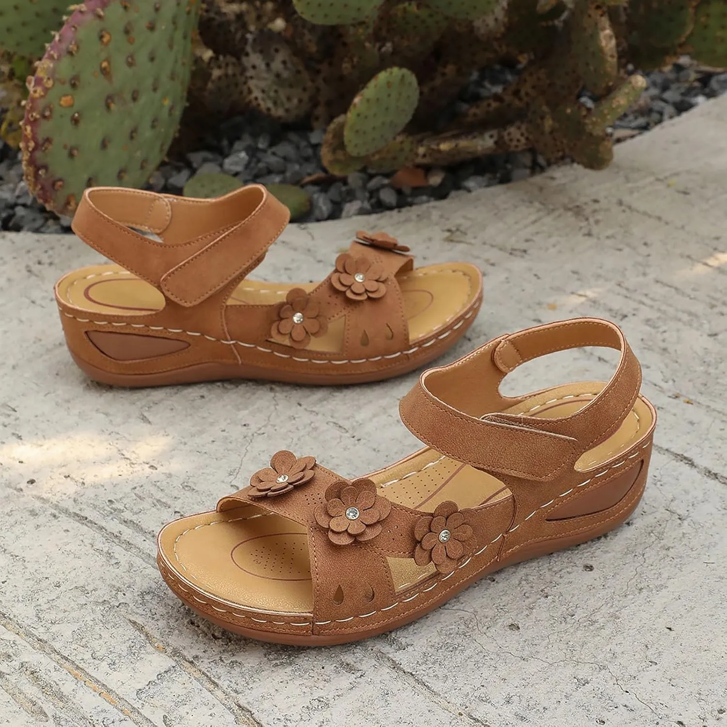 Wedge Sandals for Women Comfortable Summer Platform Orthopedic Sandals With Arch Support Wide Width Open Toe Slip On Dress Shoes