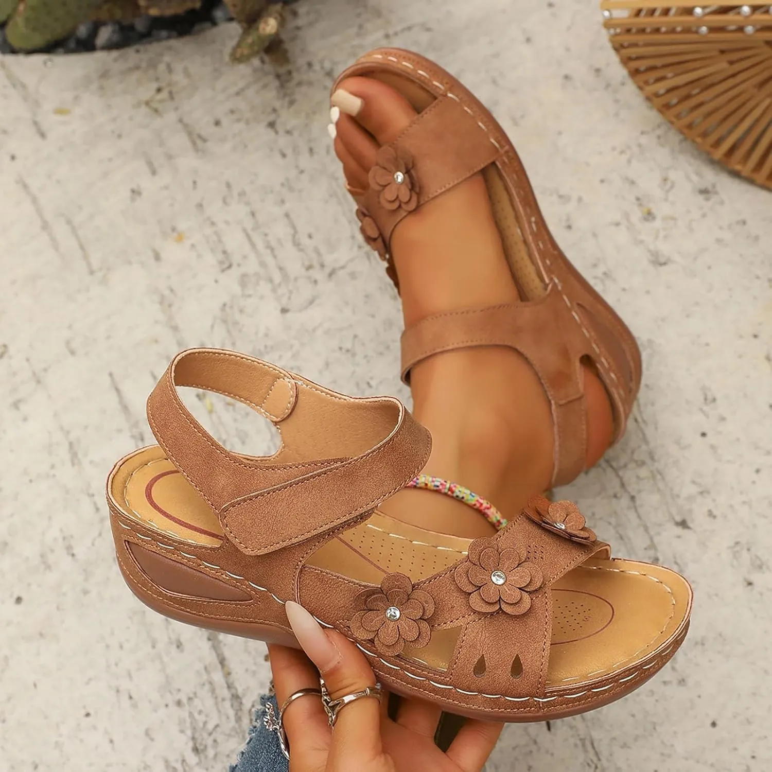 Wedge Sandals for Women Comfortable Summer Platform Orthopedic Sandals With Arch Support Wide Width Open Toe Slip On Dress Shoes