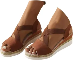Wide Foot Sandals for Women Platform Orthopedic Platform Wedge Sandals Open Toe Ankle Strap Summer Slip On Shoes