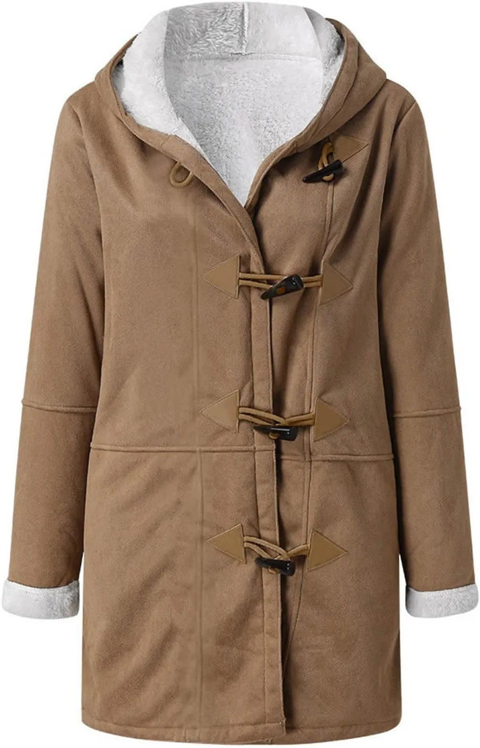 Winter Jackets for Women Sherpa Lined Suede Coat Thick Hooded Jacket Plus Size Parka Coat Warm Outerwear with Pockets