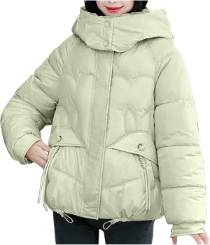 Winter Puffer Coats for Women Hooded Zip up Long Sleeve Drawstring down Jackets Casual Fashion Cute Warm Padded Coats