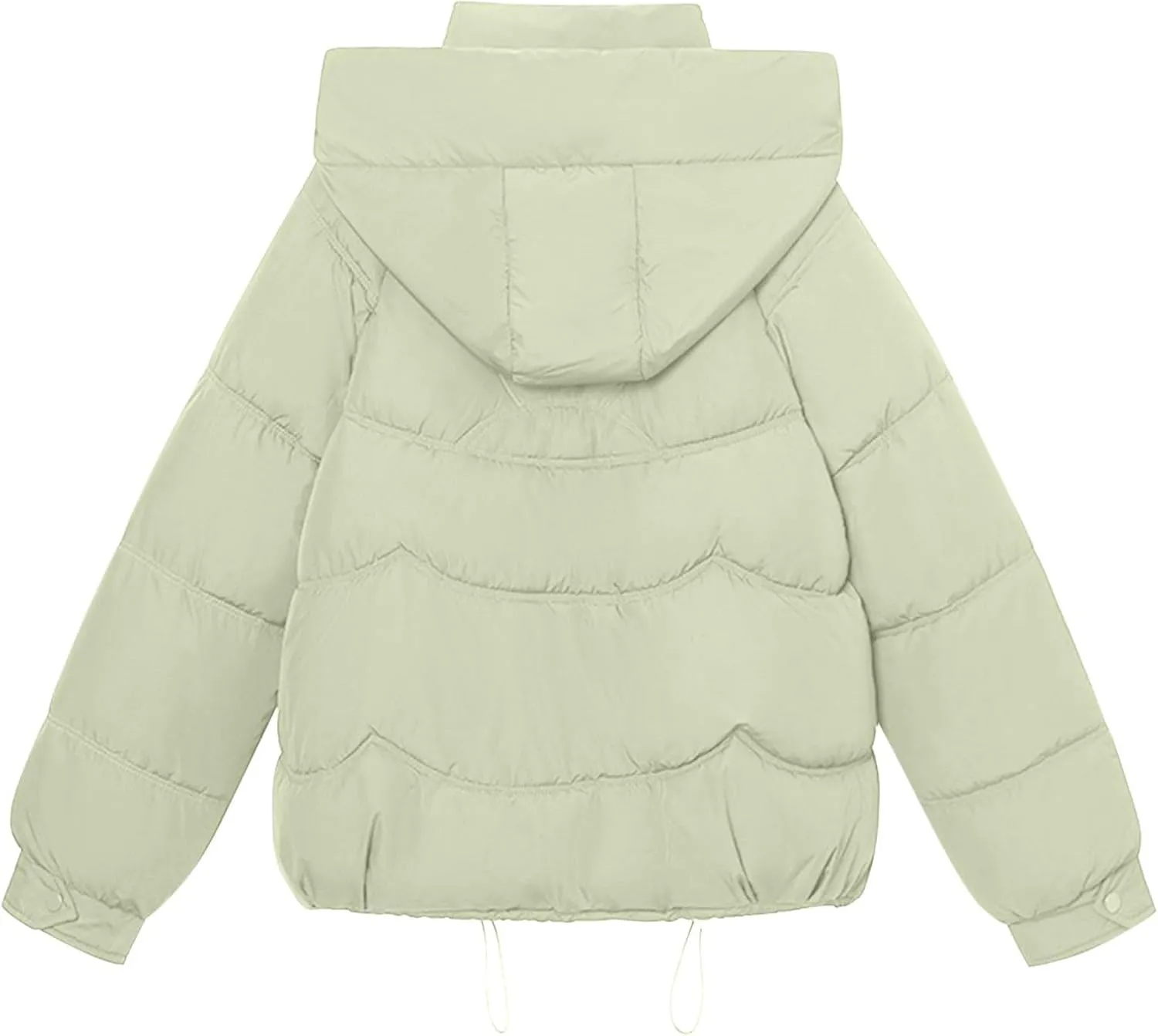 Winter Puffer Coats for Women Hooded Zip up Long Sleeve Drawstring down Jackets Casual Fashion Cute Warm Padded Coats