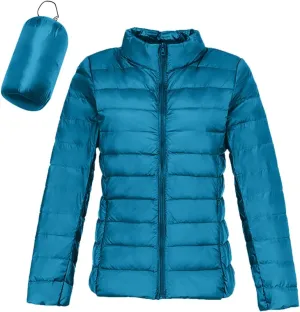 Winter Warm Lightweight Puffer Jackets for Womens Zipper Long Sleeve Casual Down Coats Insulated Slim Hoodless Outwear