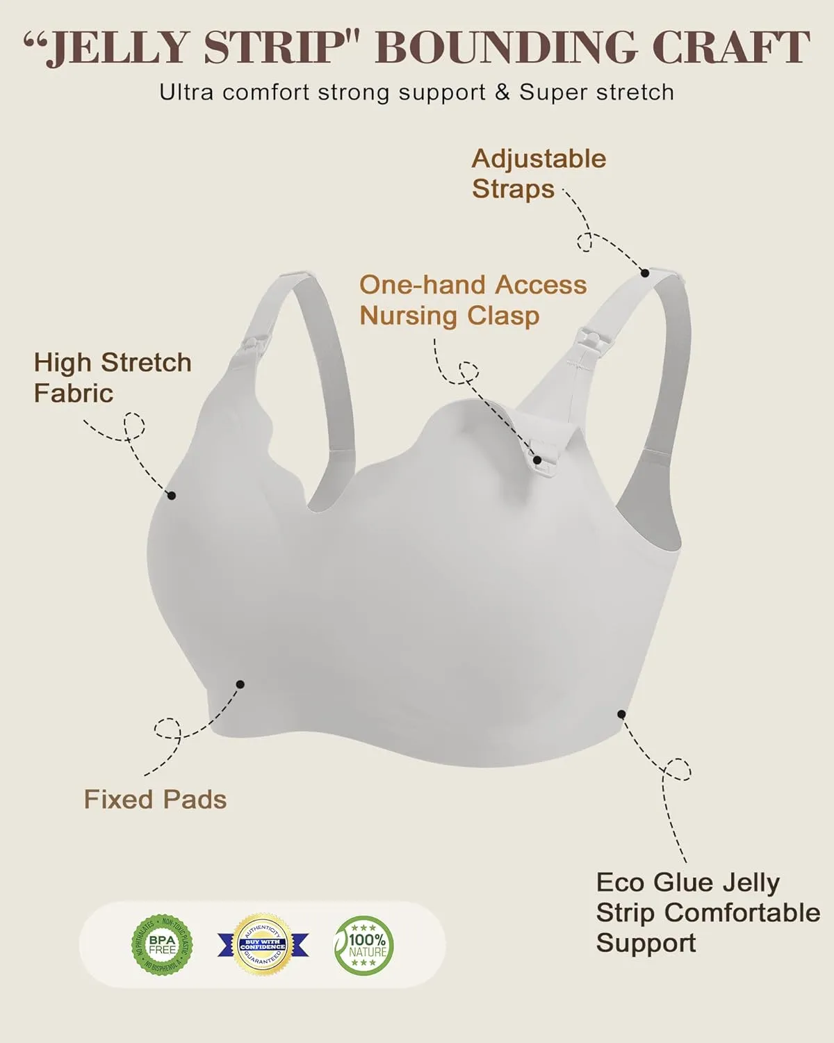 Wireless Seamless Pumping Bra Hands Free Nursing Bra Wirefree Comfort Wearable Breast Pump Brass