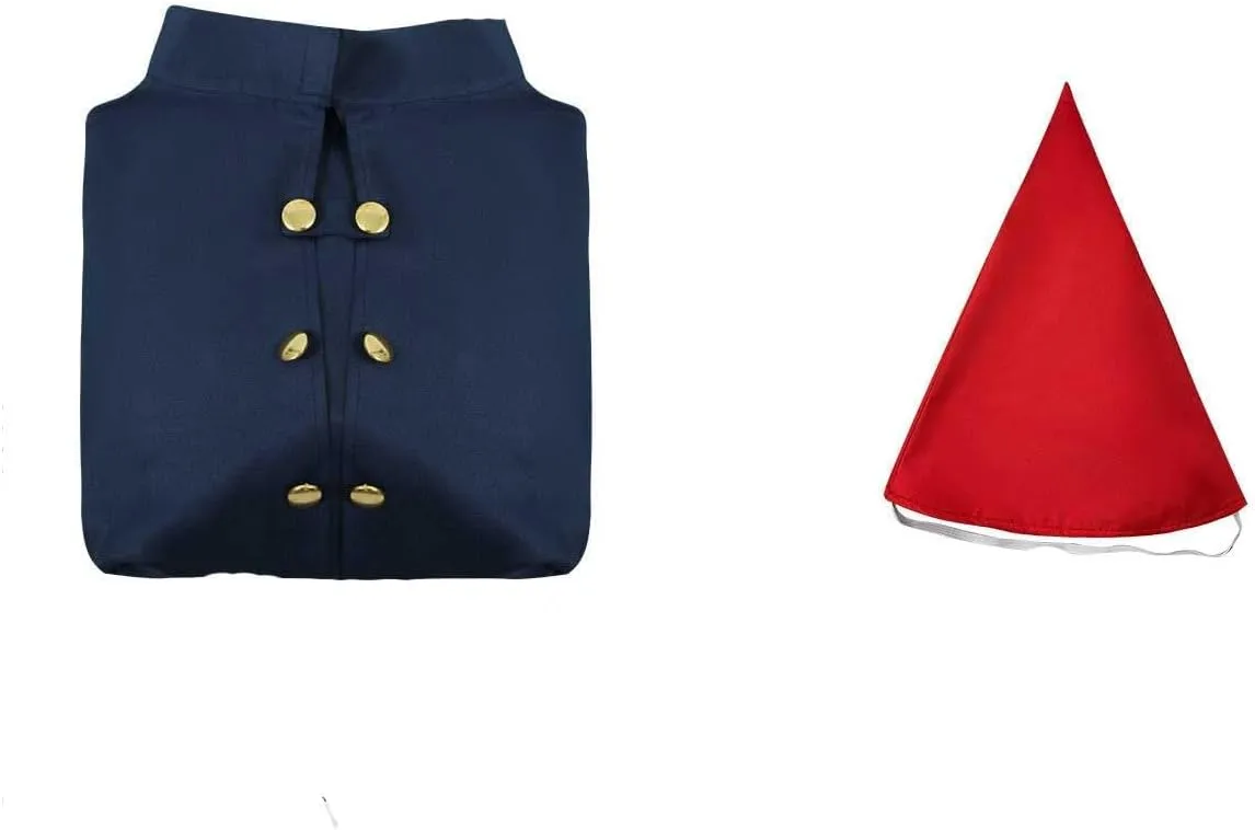 Wirt Costume Men Garden Cape Cloak Halloween Cosplay Suit Red Hat Mantle Outfit