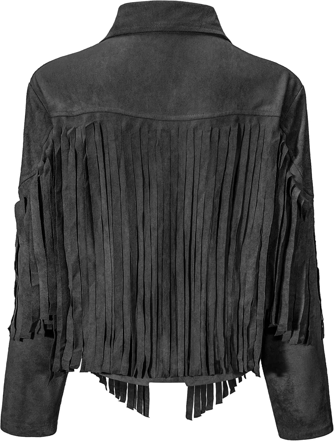 Women Cowgirl Costume Suede Fringe Jacket Hat Belt Set for Western Cowgirl Cowboy Halloween Cosplay