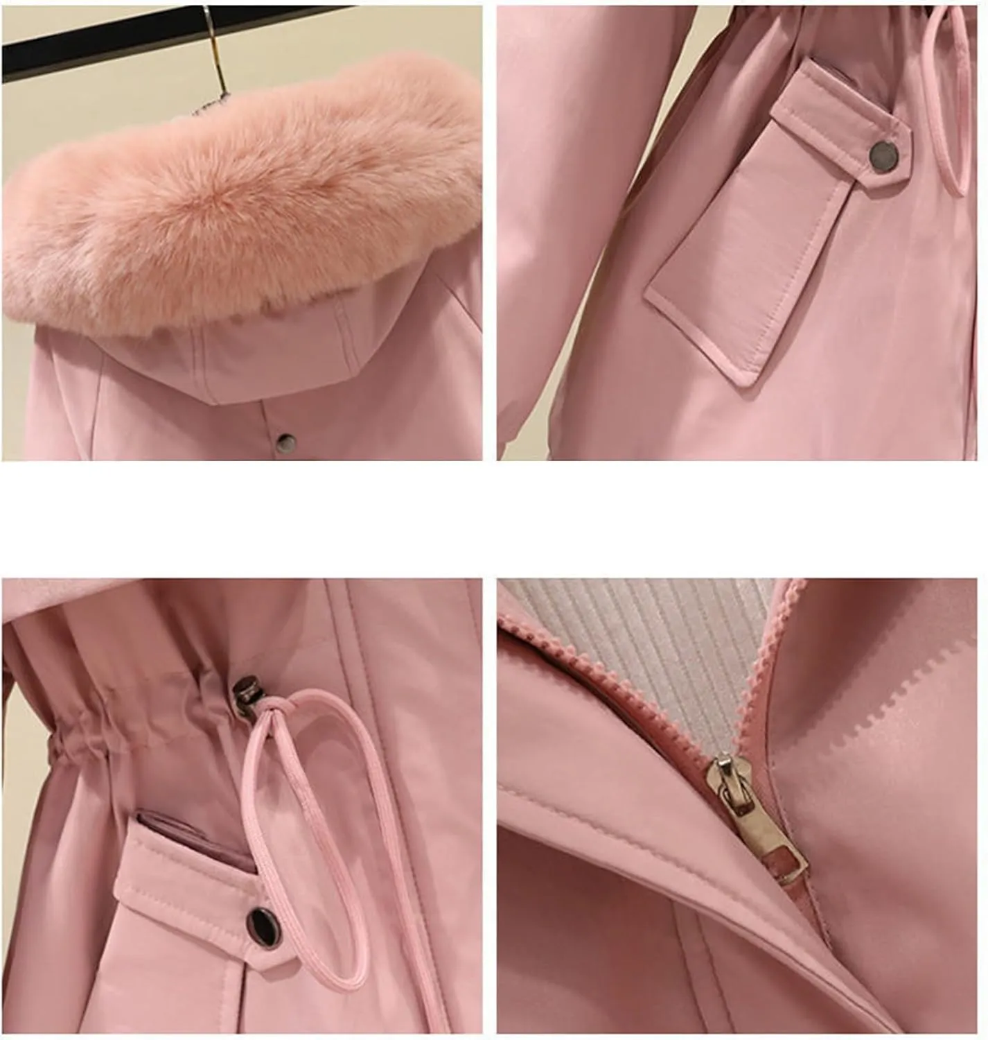 Womens 2024 Winter Thicken Solid Long Coat Jackets Hooded Zipper Pockets Outwear Long Sleeve Casual Warm Slim Overcoat