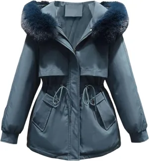 Womens 2024 Winter Thicken Solid Long Coat Jackets Hooded Zipper Pockets Outwear Long Sleeve Casual Warm Slim Overcoat