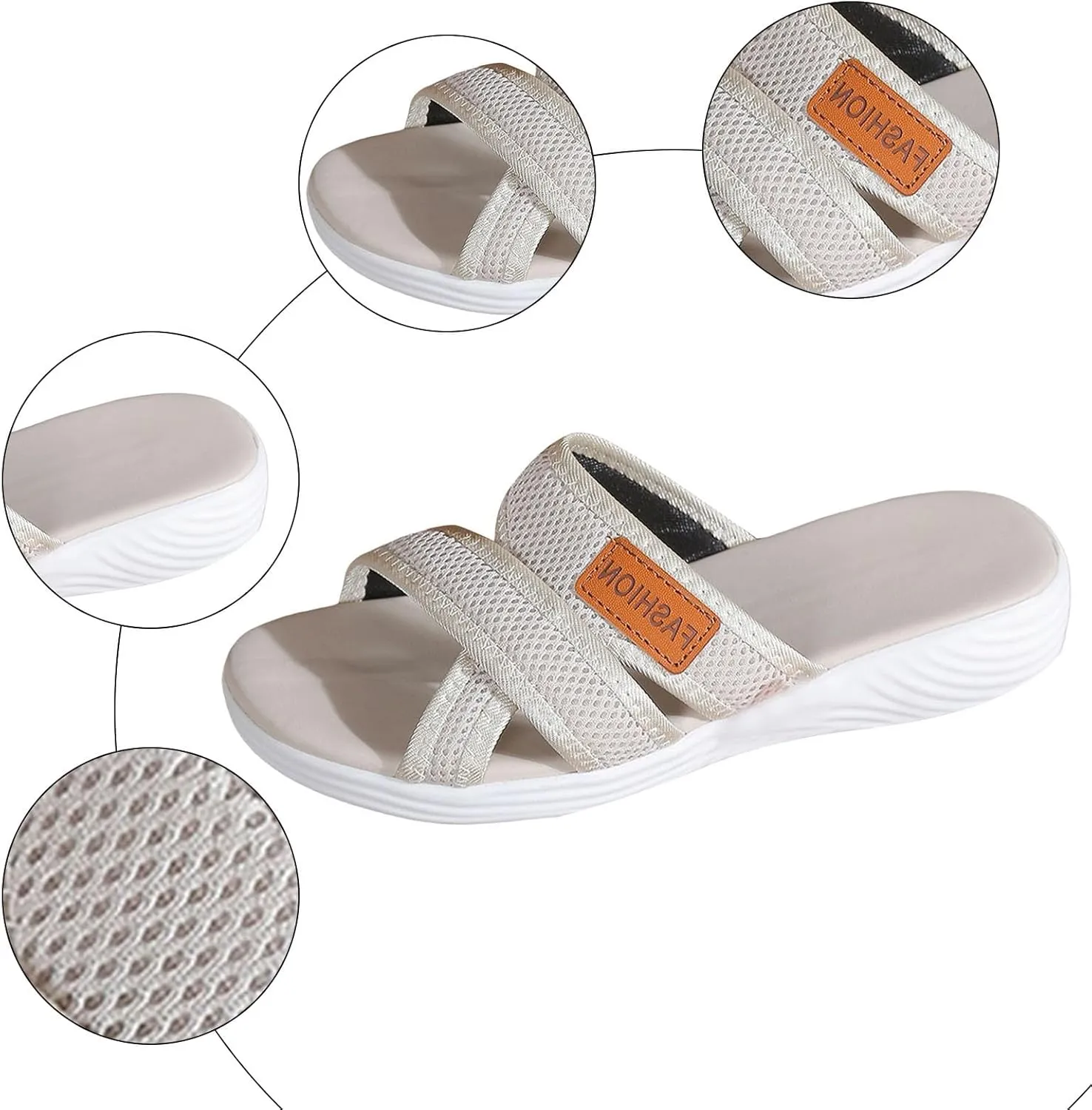 Women's Breathable Mesh Sandals 2025 Fashion Orthotic Slides Ladies Lightweight Athletic Sandals Comfortable Slippers