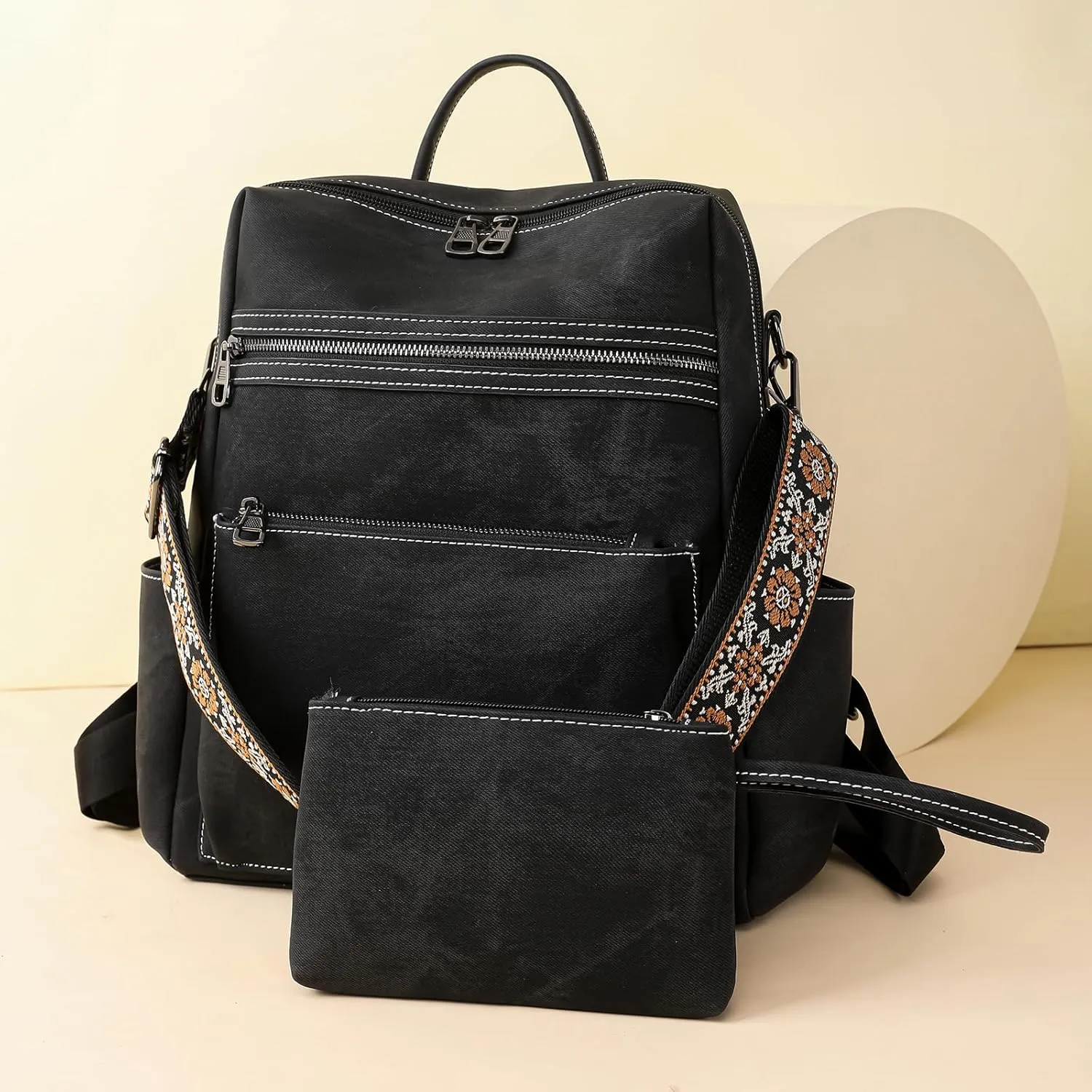Women's Fashion Backpack Purse Multipurpose Large Capacity Travel Handbags Convertible Bag Black