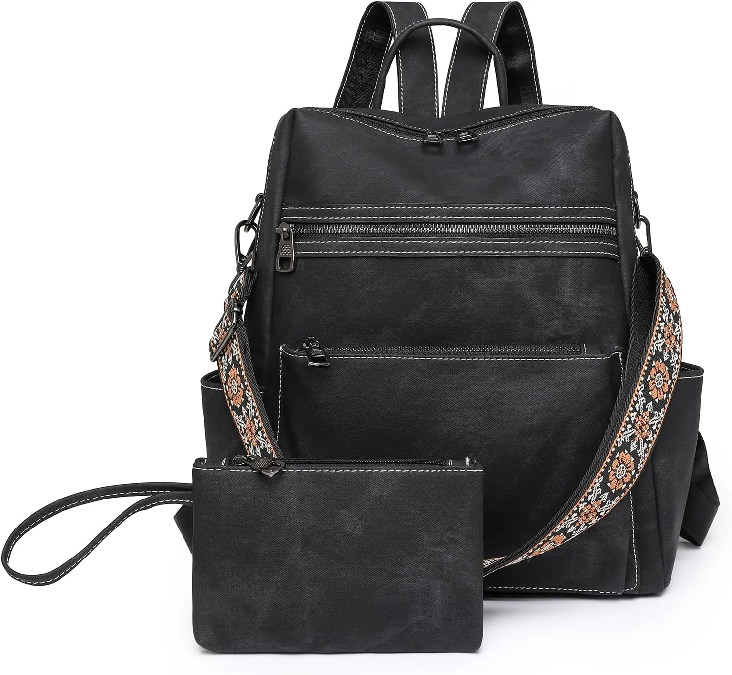 Women's Fashion Backpack Purse Multipurpose Large Capacity Travel Handbags Convertible Bag Black