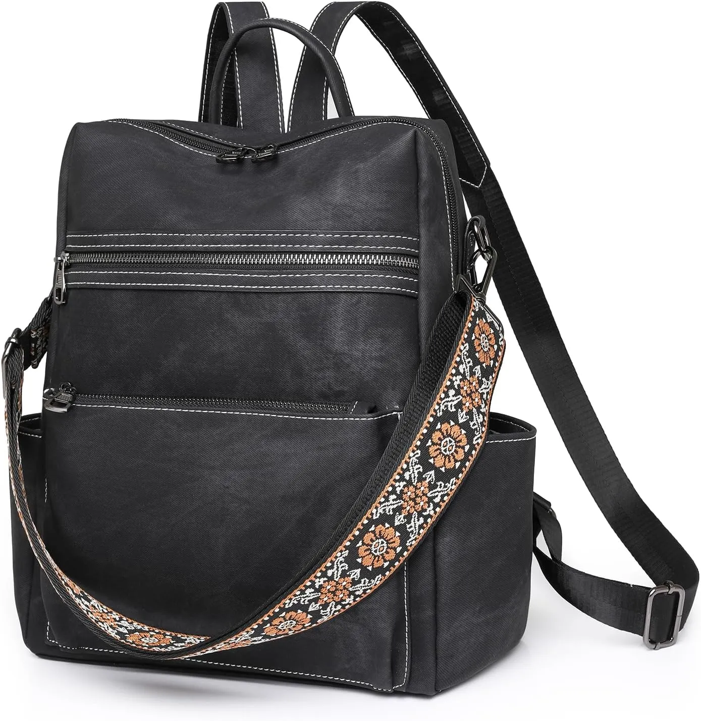 Women's Fashion Backpack Purse Multipurpose Large Capacity Travel Handbags Convertible Bag Black