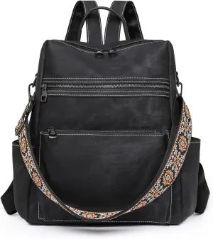 Women's Fashion Backpack Purse Multipurpose Large Capacity Travel Handbags Convertible Bag Black