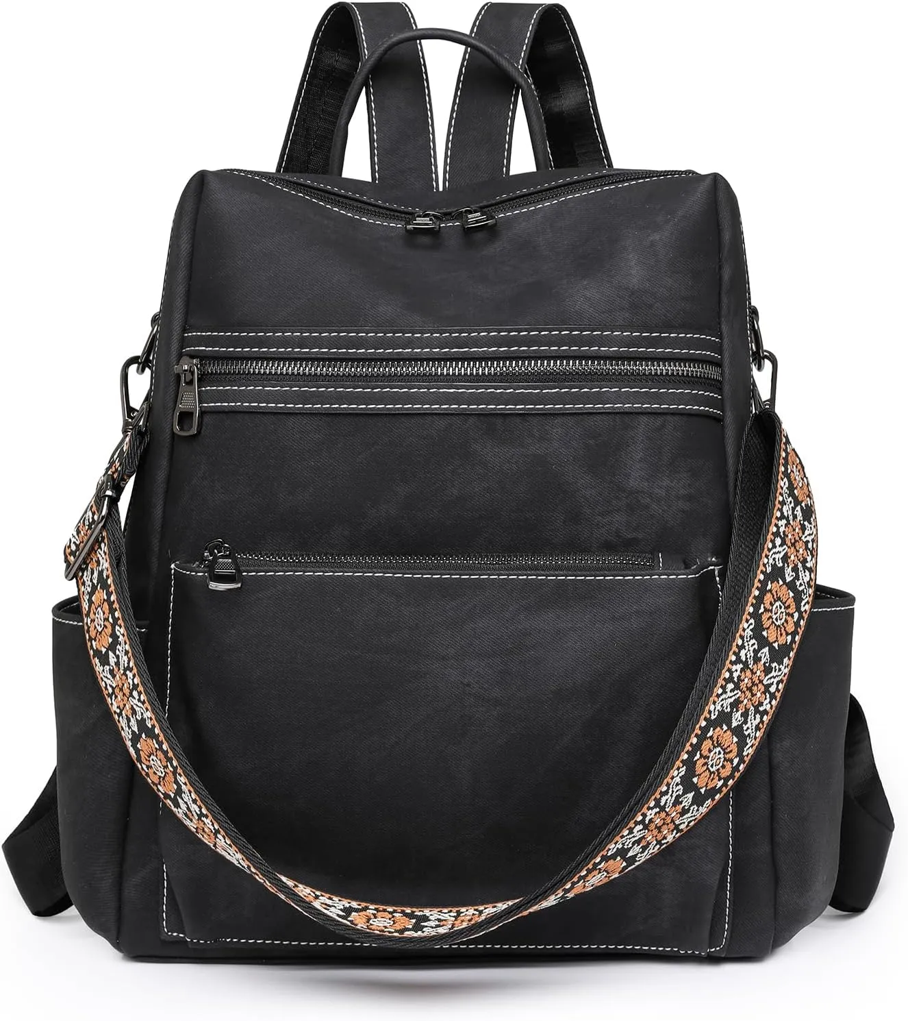 Women's Fashion Backpack Purse Multipurpose Large Capacity Travel Handbags Convertible Bag Black