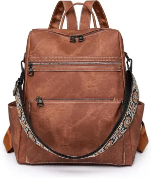 Women's Fashion Backpack Purse Multipurpose Large Capacity Travel Handbags Convertible Bag Brown