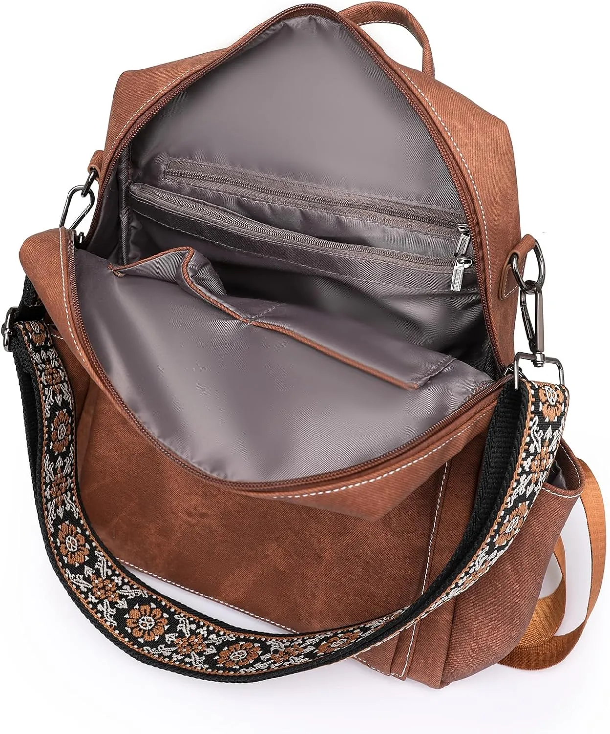 Women's Fashion Backpack Purse Multipurpose Large Capacity Travel Handbags Convertible Bag Brown