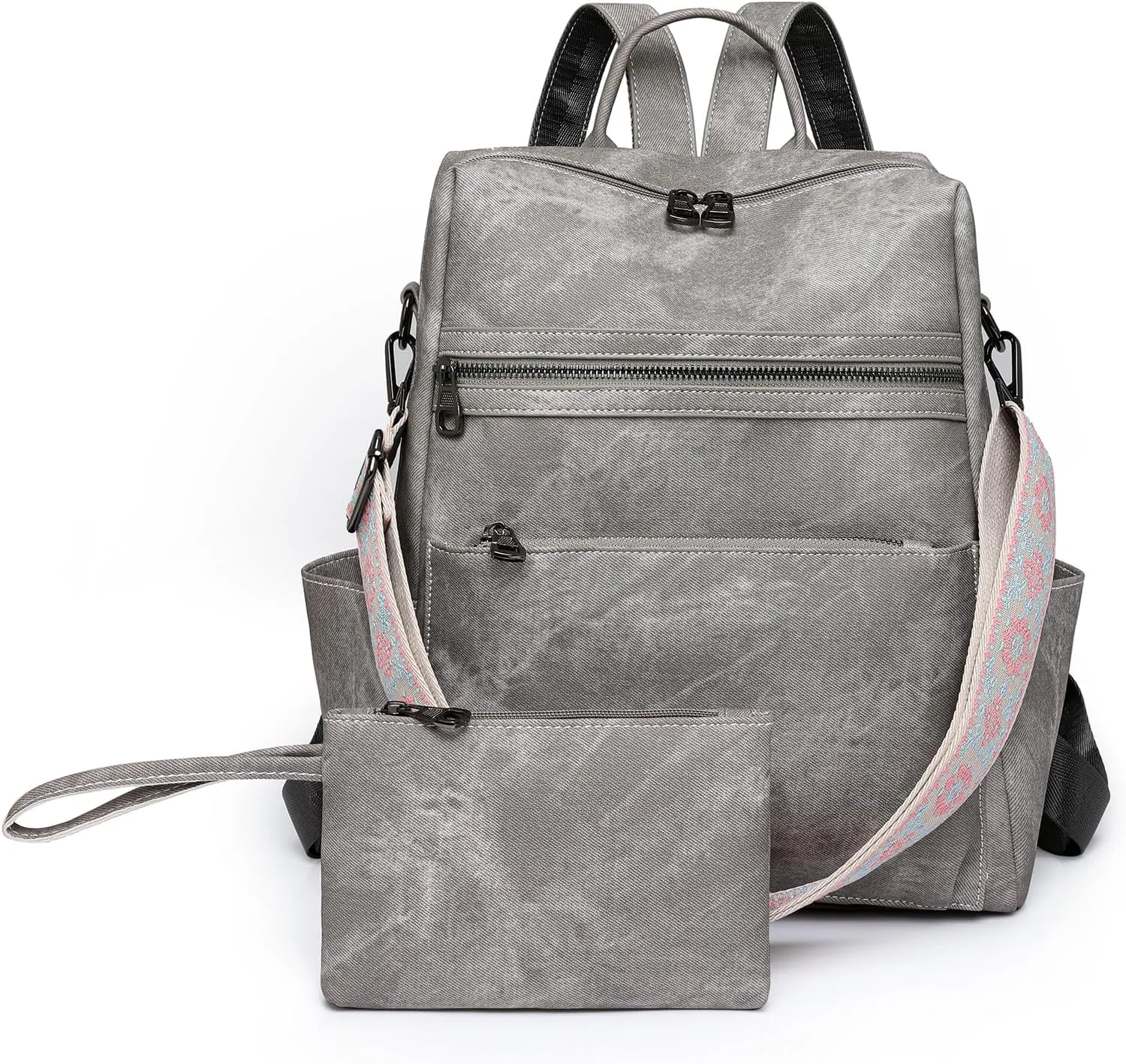 Women's Fashion Backpack Purse Multipurpose Large Capacity Travel Handbags Convertible Bag Grey
