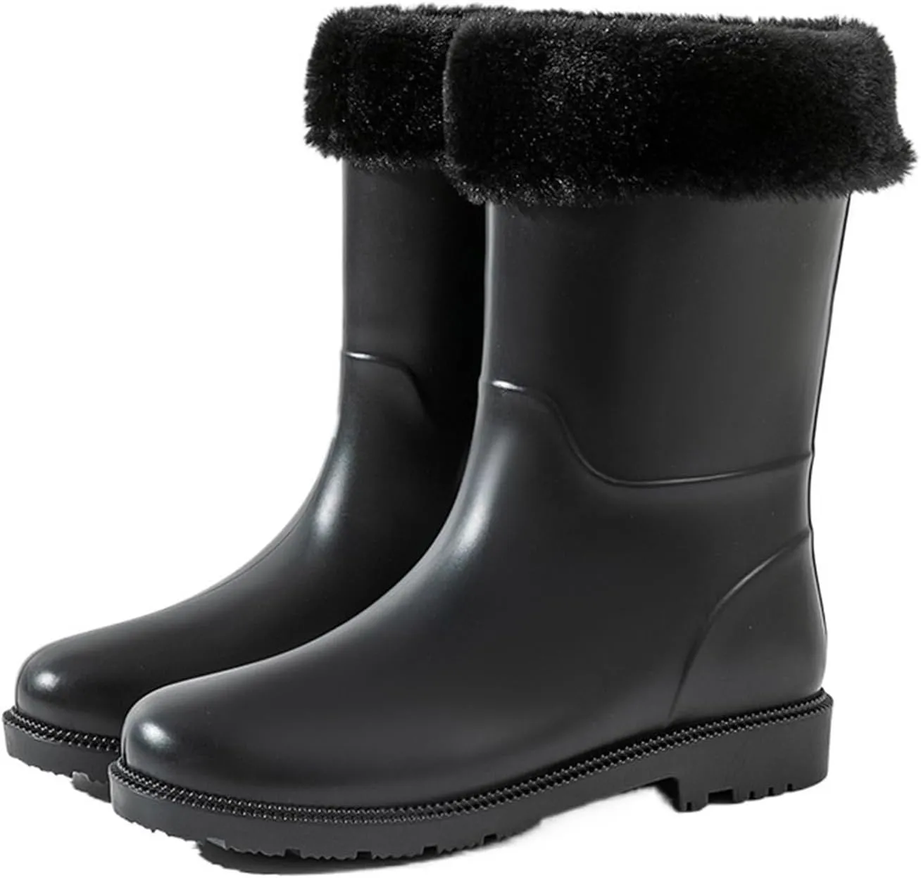Women's Fashion Waterproof Mid-calf Boots Comfortable Outdoor Pull-On Rain Boots Non-slip Lightweight Garden Boots
