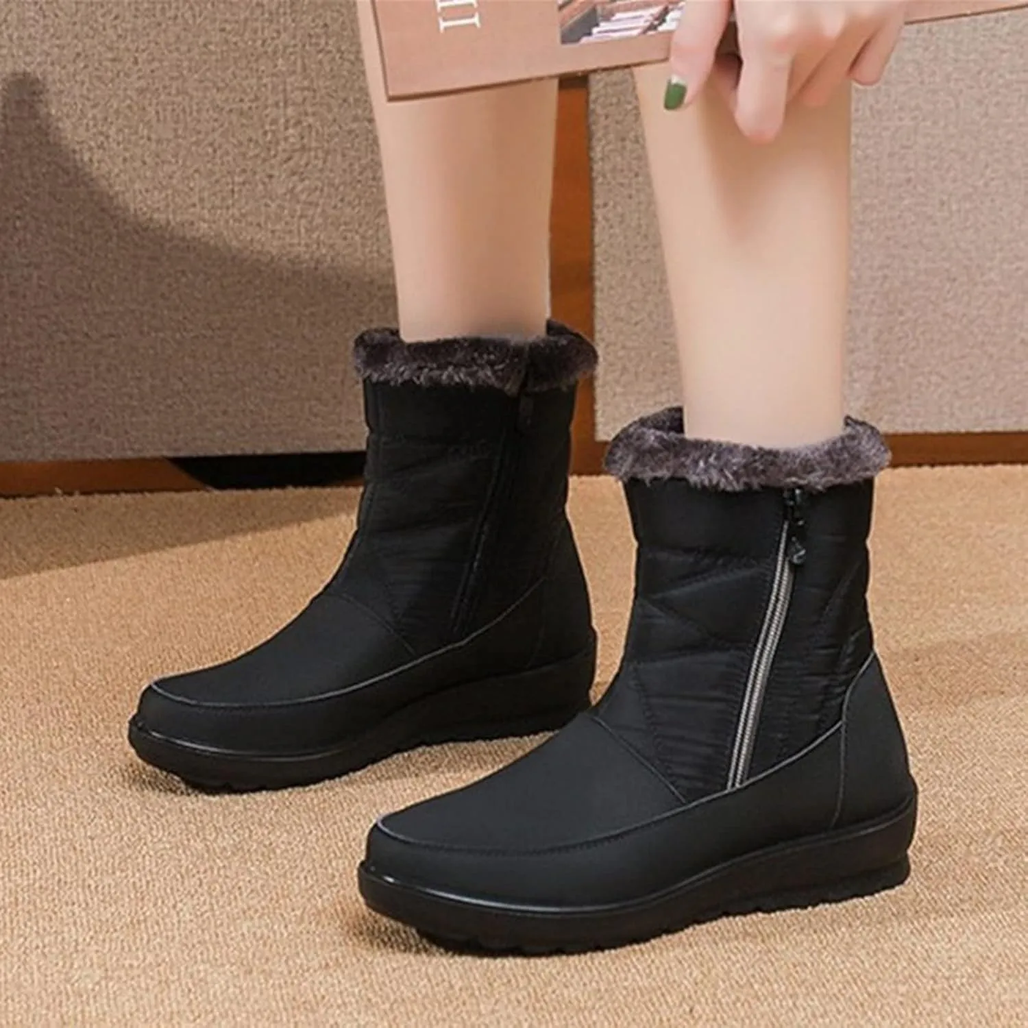 Womens Hiking Boots Waterproof Winter Boots Platform Ankle Shoes Cold Weather Warm Outdoor Boots Work Boots for Men