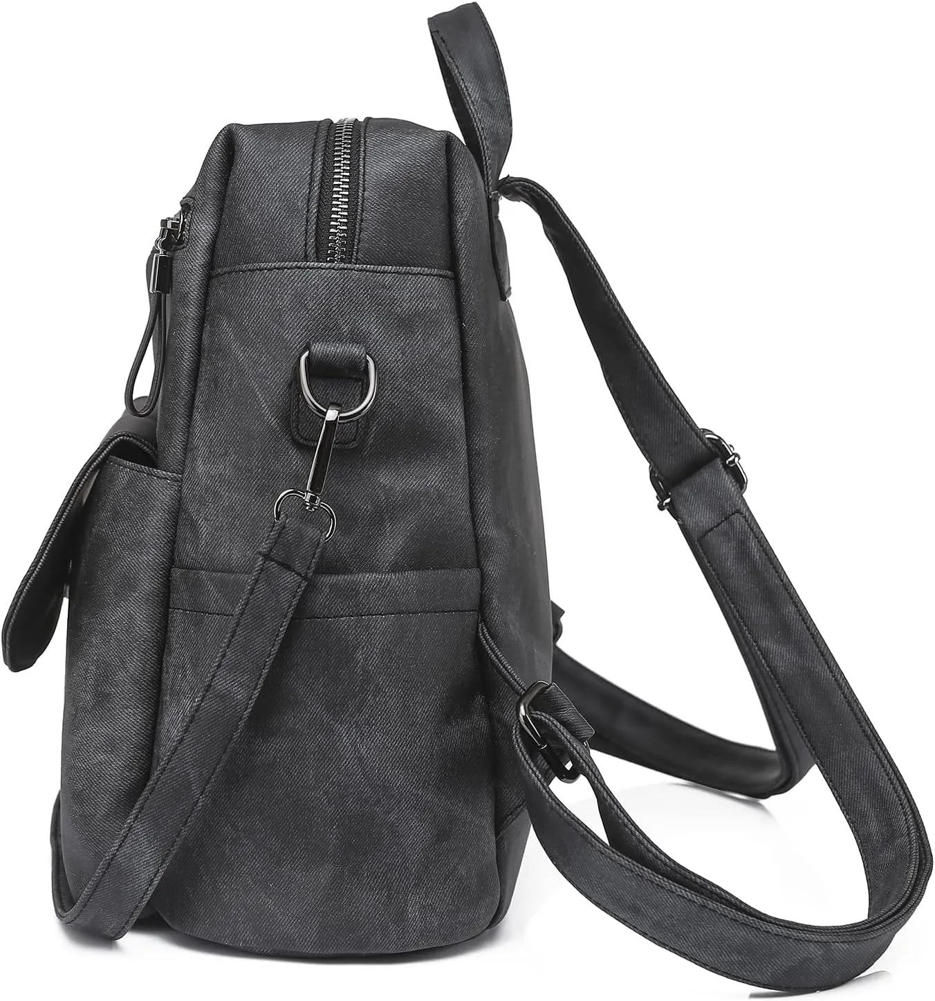 Women's Leather Fashion Backpack Purse Anti-theft Ladies Casual Handbag Convertible Multipurpose Travel Bag Black