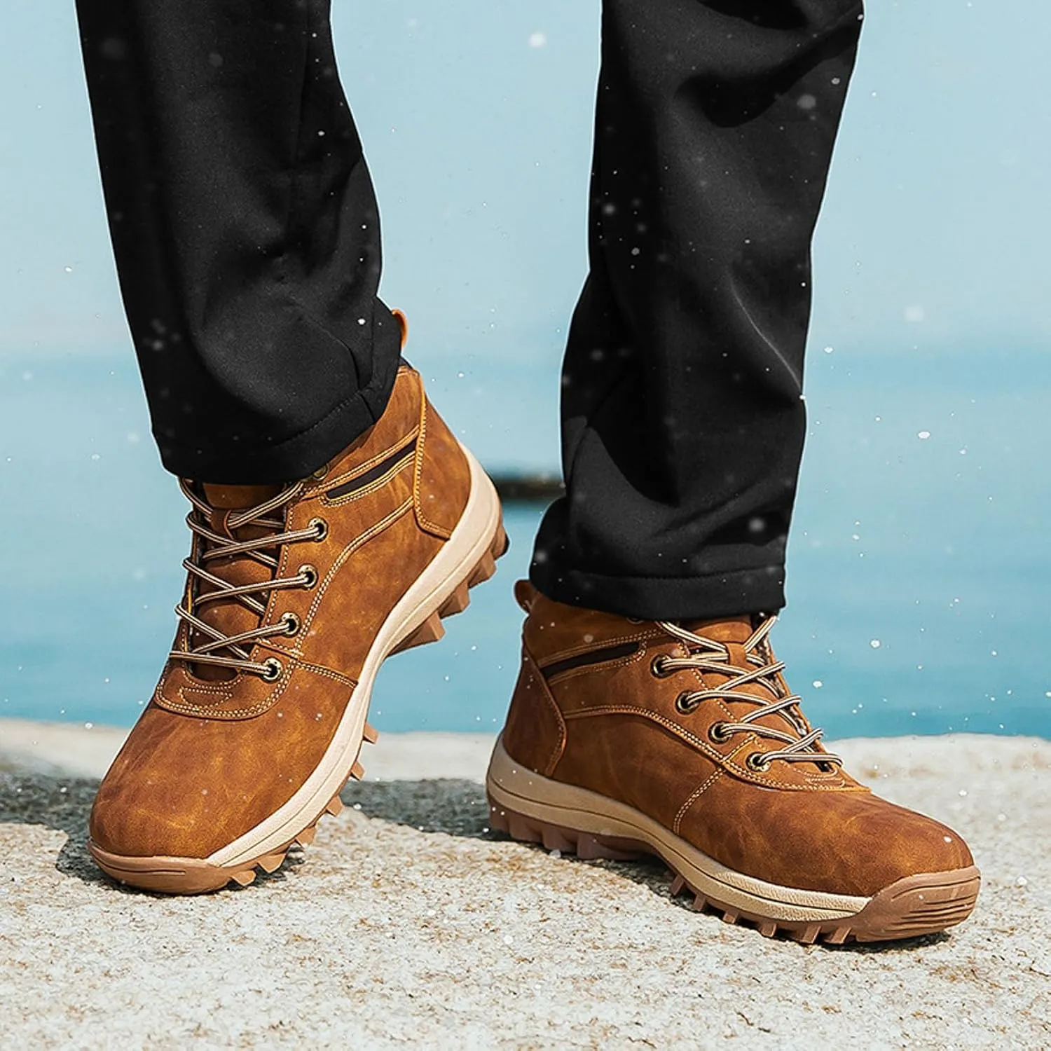 Womens Mens Winter Boots, Waterproof Hiking Boots Cold Weather Non Slip Boots Winter Work Boots for Men Duck Boots Women
