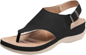 Women's Orthopedic Arch Support Sandals Fashion Orthotic Flip Flops Ladies Slip On Lightweight Athletic Yoga Mat Cushion Thong Sandals Adjustable Buckle Ankle Strap Shoes