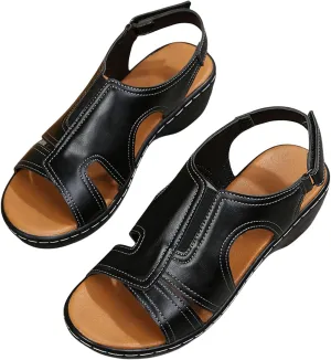 Womens Orthopedic Wedge Sandals Comfortable Slip on Platform Sandals, Wide Width Ankle Strap Open Toe Wedges Summer Casual Walking Shoes with Arch Support