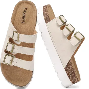 Women??s Platform Sandals ?C Chunky Cork Sandals with 3 Adjustable Straps, Comfortable Platform Sandals for Women, Perfect for Casual and Outdoor Wear