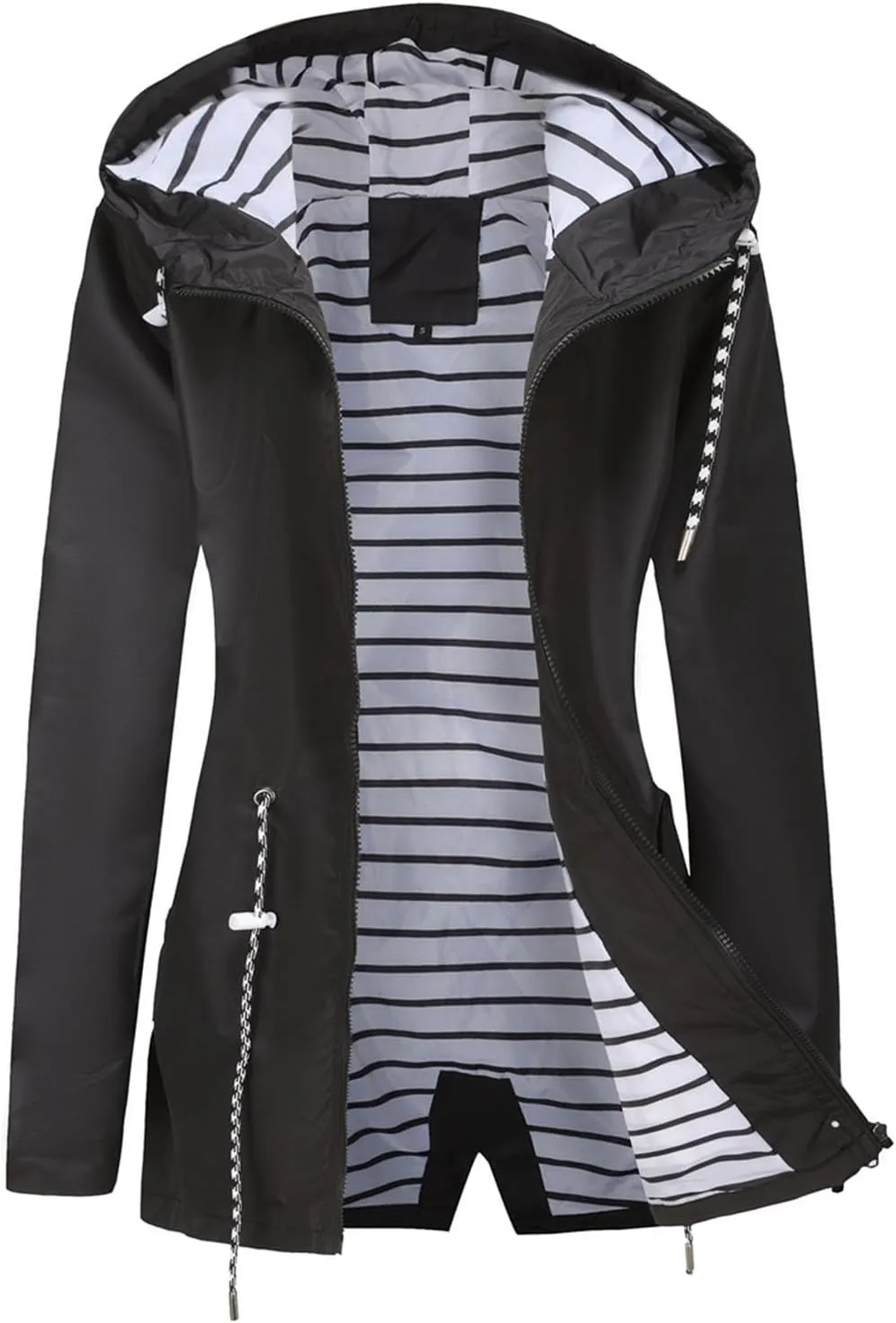 Womens Plus Size Rain Jackets Waterproof Lightweight Raincoat Cinch Waist Outdoor Windbreaker with Hood