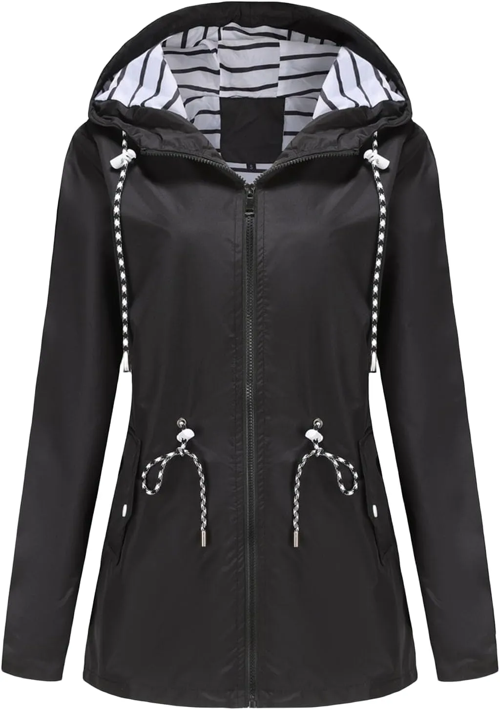 Womens Plus Size Rain Jackets Waterproof Lightweight Raincoat Cinch Waist Outdoor Windbreaker with Hood