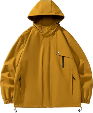 Women's Rain Jacket Plus Size Raincoat Lightweight Hooded Windbreaker with Pockets Waterproof Rain Jackets for Women