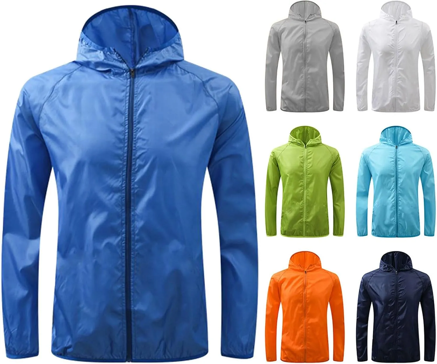 Womens Rain Jacket with Hood Lightweight Zip Up Sun Protection Outdoor Travel Climbing Hiking Windbreaker Raincoat