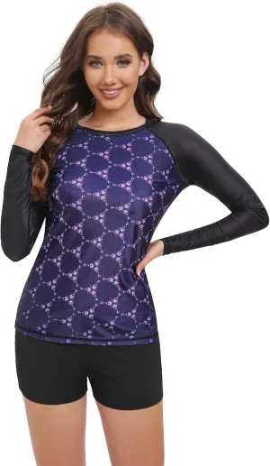 Women's Rash Guard UPF50  Sun Protection Swim Quick Dry Bathing Shirt Top for Woman Long Short Sleeve