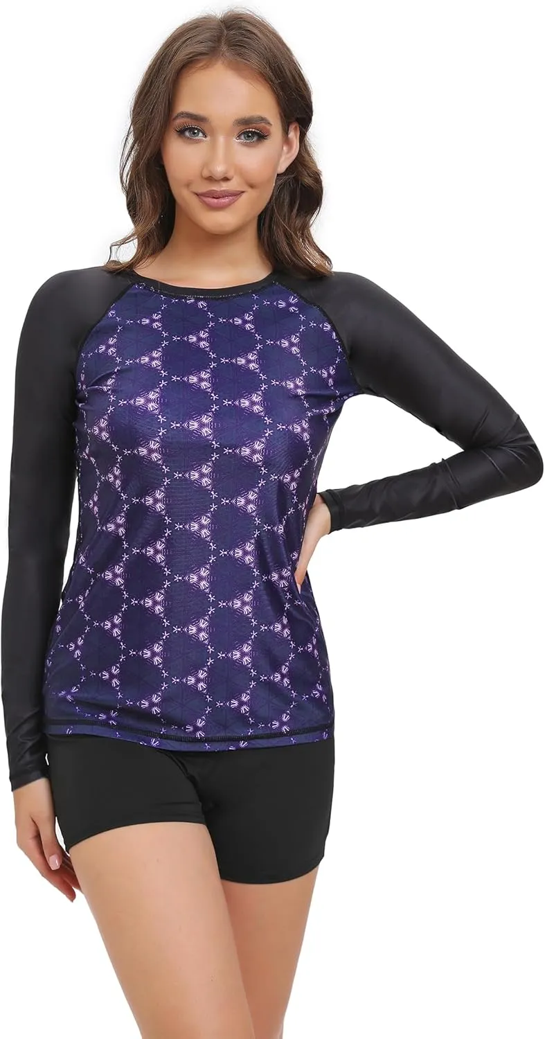 Women's Rash Guard UPF50  Sun Protection Swim Quick Dry Bathing Shirt Top for Woman Long Short Sleeve