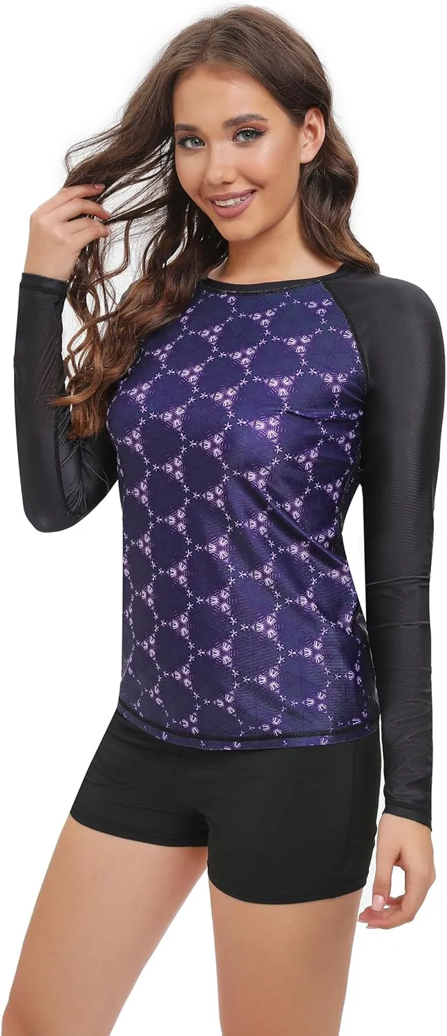 Women's Rash Guard UPF50  Sun Protection Swim Quick Dry Bathing Shirt Top for Woman Long Short Sleeve