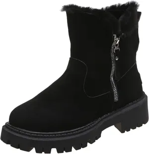 Womens Snow Boots Size 8 Wide Snow Boots for Women Cute Ankle Womens Tall Wide Calf Snow Boots Womens Suede Snow Boots Mid-Calf Winter Shoes with Side Bows Botas Para El Frio De Mujer Largas