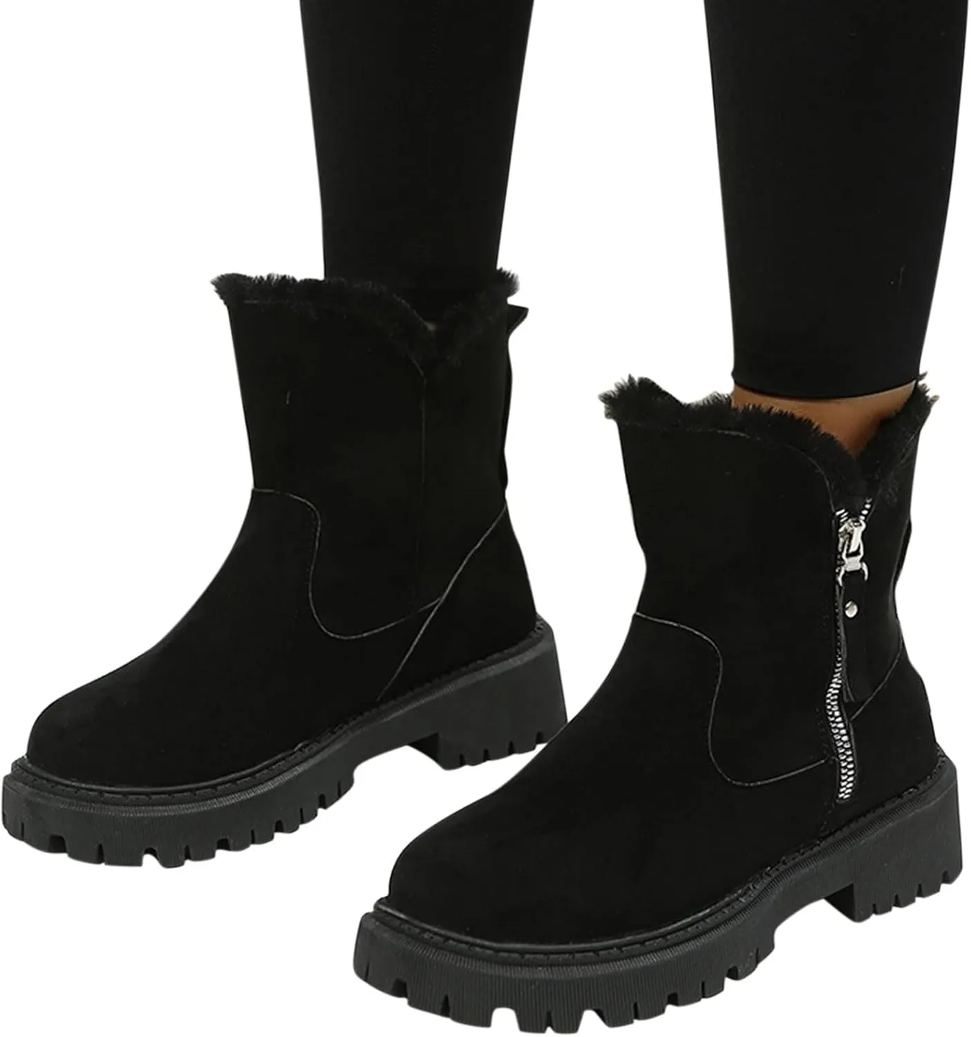Womens Snow Boots Size 8 Wide Snow Boots for Women Cute Ankle Womens Tall Wide Calf Snow Boots Womens Suede Snow Boots Mid-Calf Winter Shoes with Side Bows Botas Para El Frio De Mujer Largas